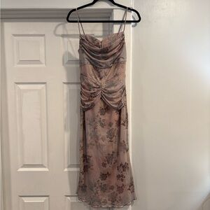 Fashion Nova Pink Floral Midi Dress